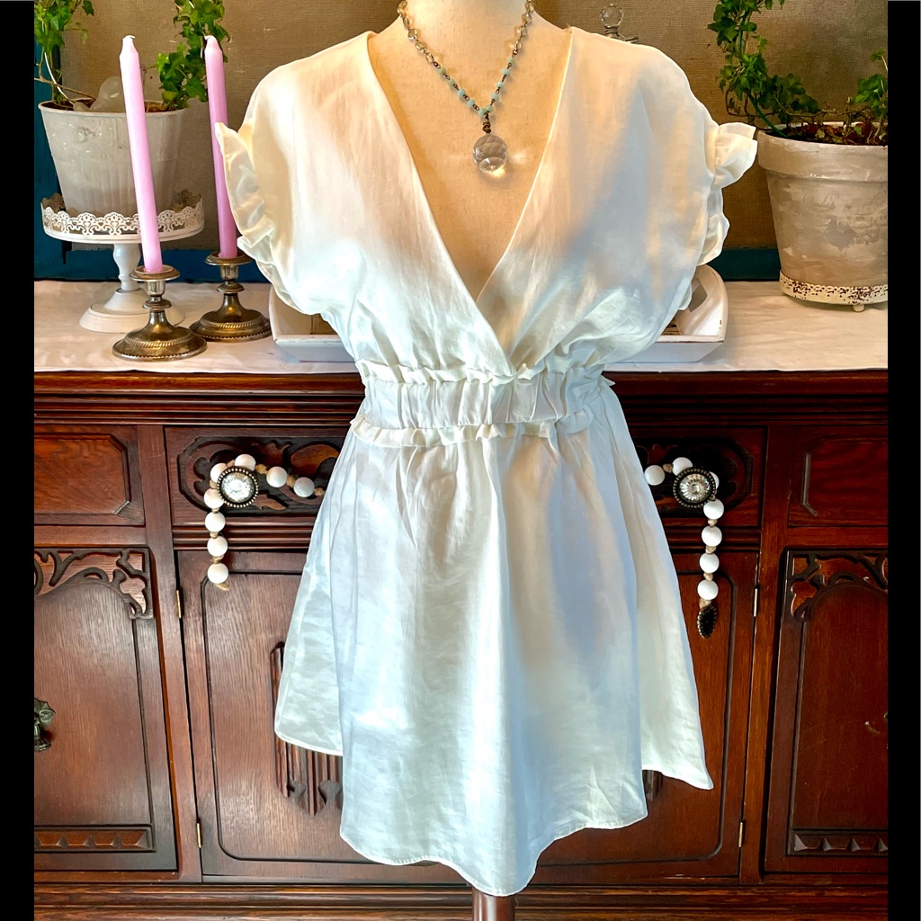 Nwot! Zara Linen Ruffled Dress, Size Xs
